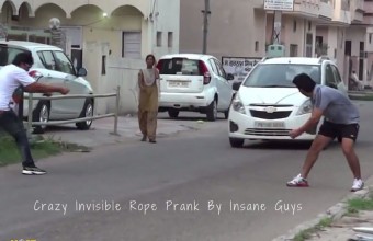 Crazy Invisible Rope Prank By Insane Guys!!