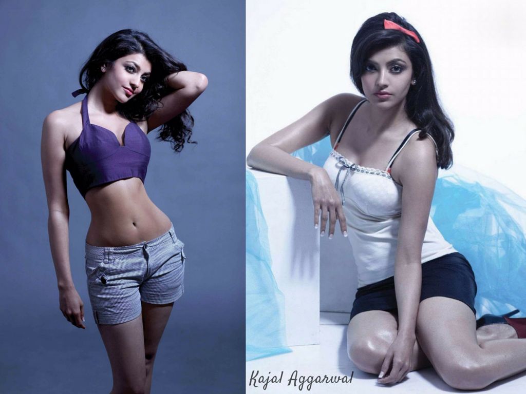 Kajal Aggarwal in Short Bikini of Purple Top