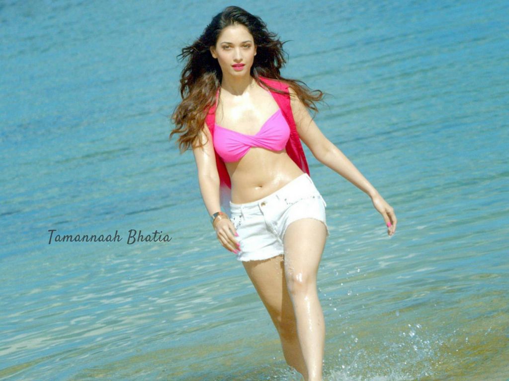 Tamannah Bhatia in Rose Pink Cropped Bra Top