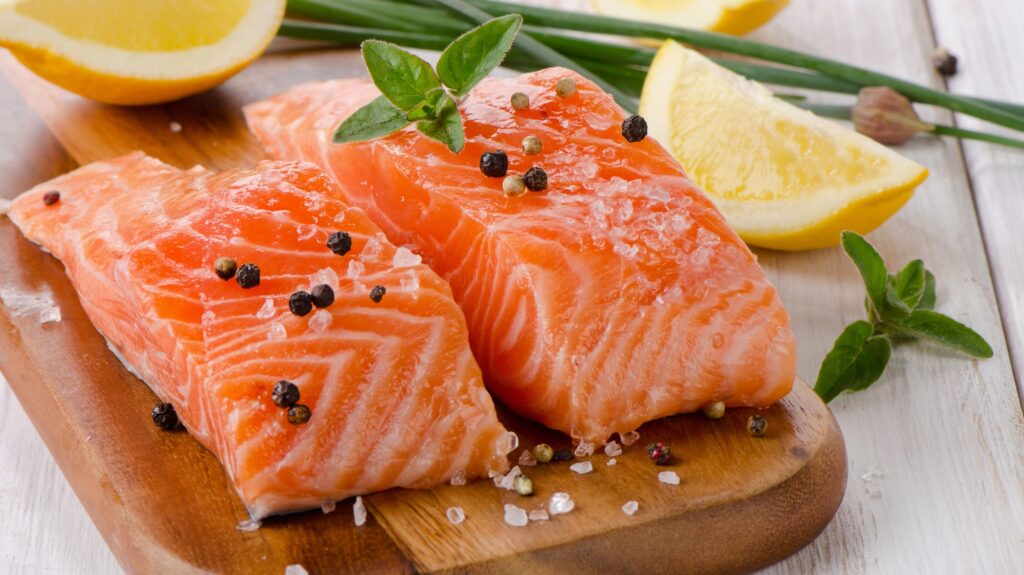 Cooked salmon fish.