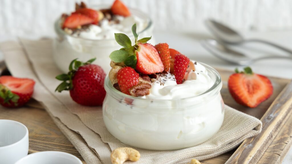 Strawberries in Yogurt.