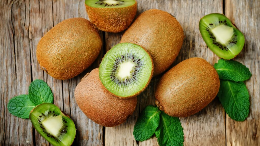 Fresh kiwi fruits.