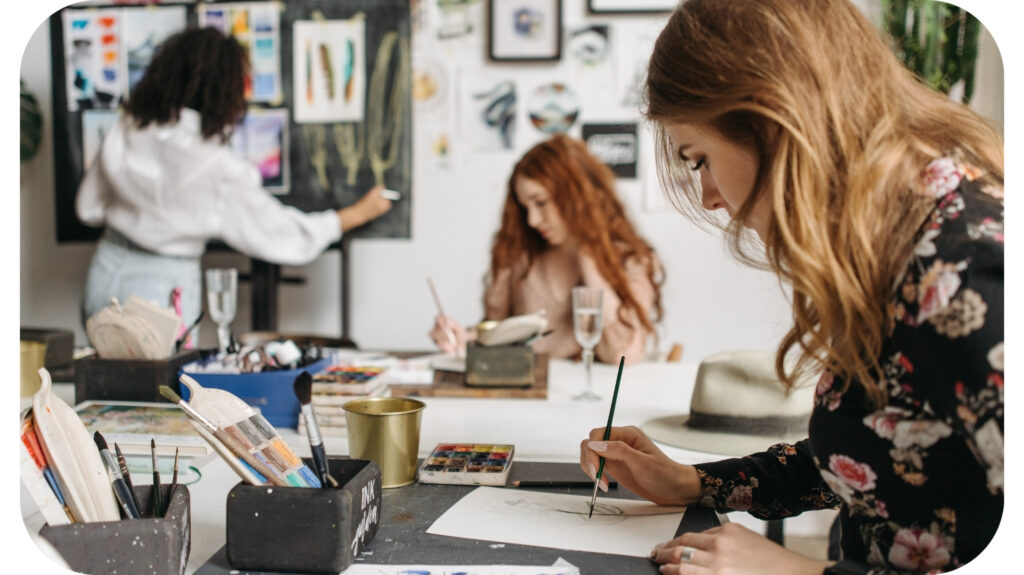 women painting.