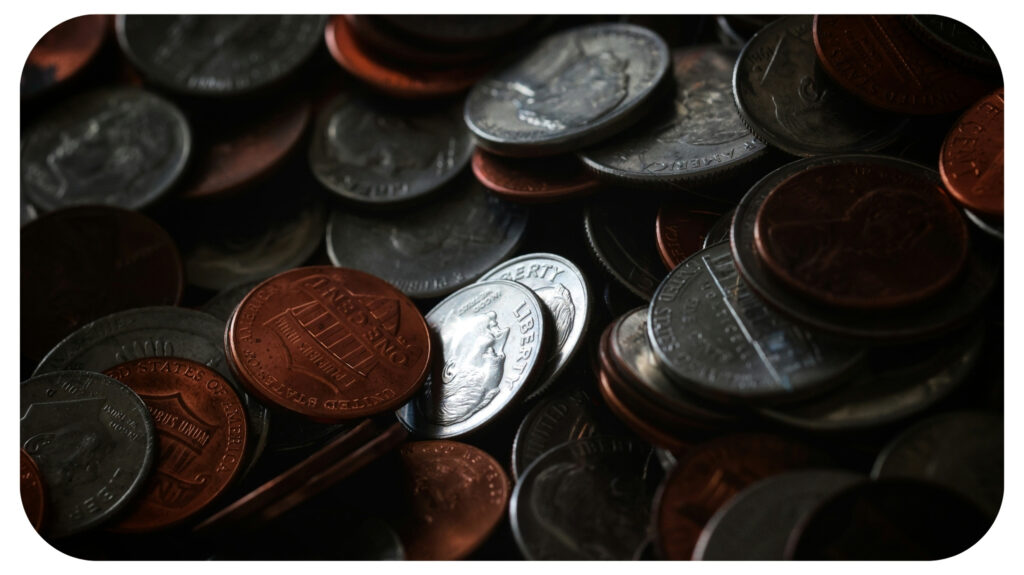 Copper coins and steel coins.