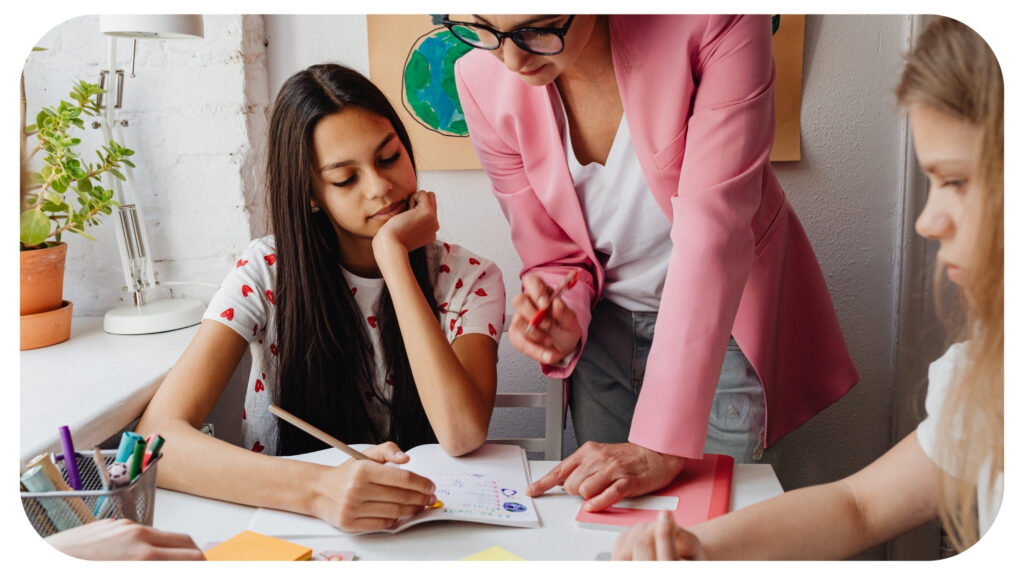 A Woman Teaching Her Students.