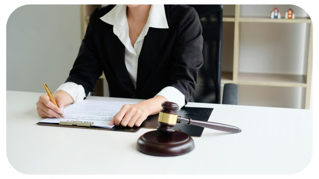 woman lawyer working on a documents.